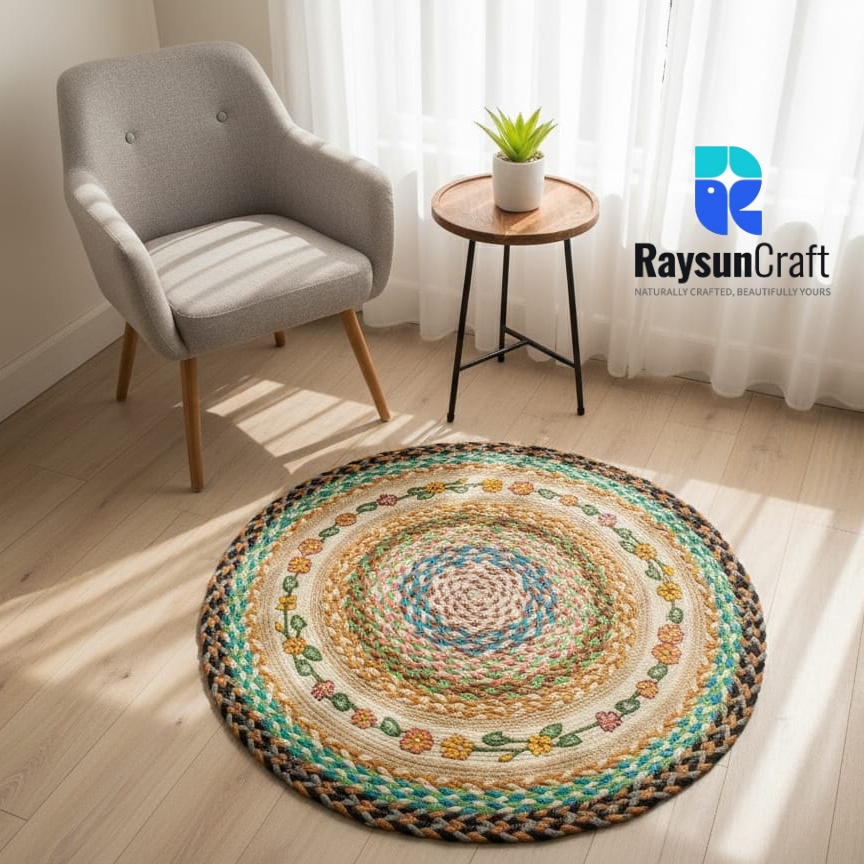 Round Jute Rugs for Living Room & Bedroom  | Code: RG-001