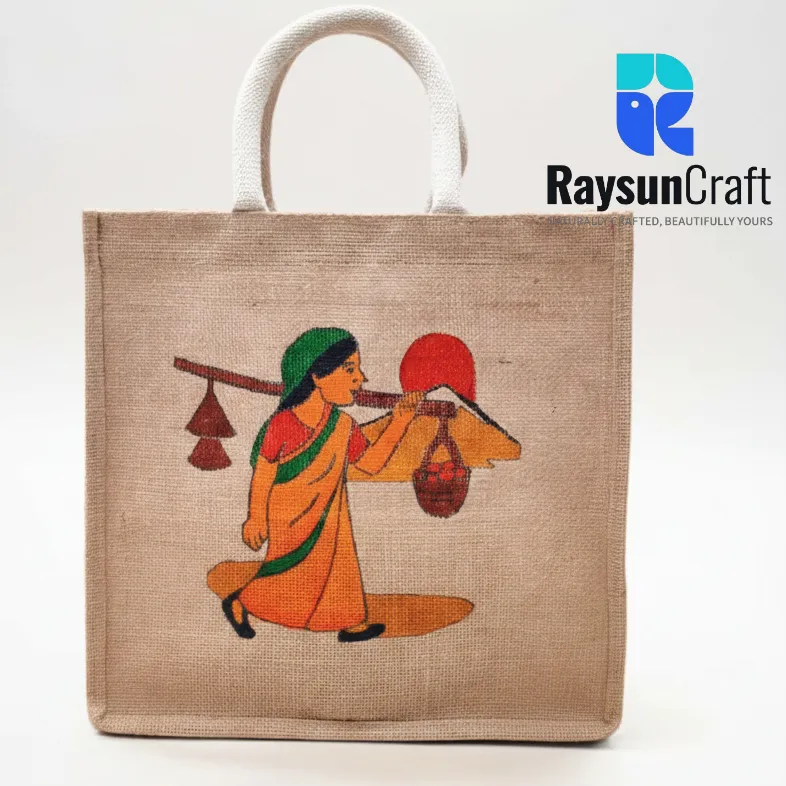Handpainted Jute Shopping Bag | Code: LB-074