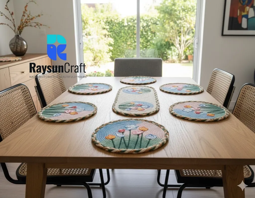 Handpainted Jute Dining Mat Set | RaysunCraft - Code: DS-002