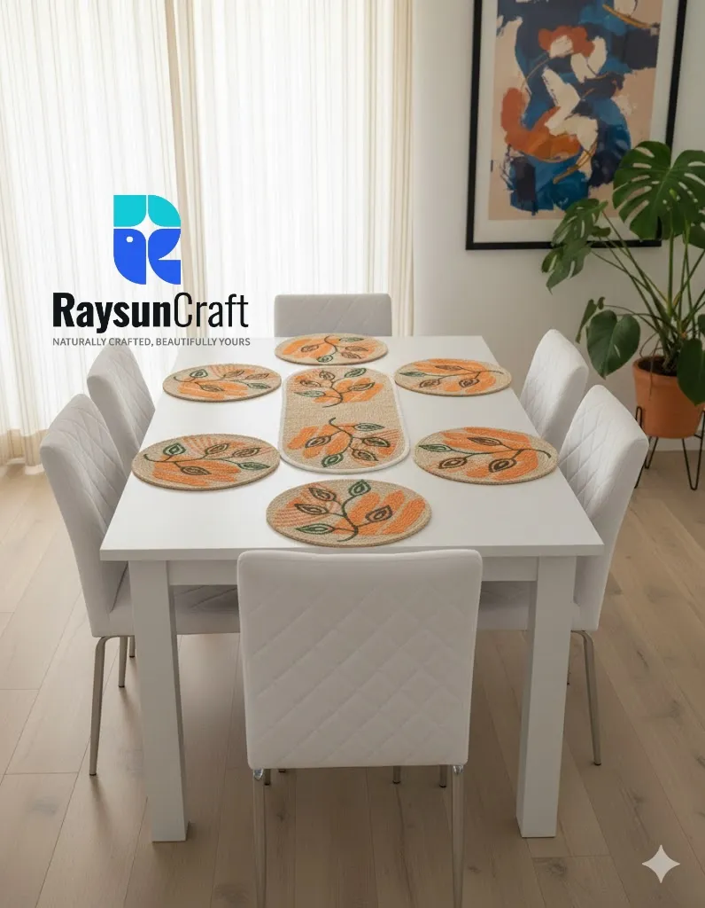 Handpainted Jute Dining Mat Set | RaysunCraft - Code: DS-005