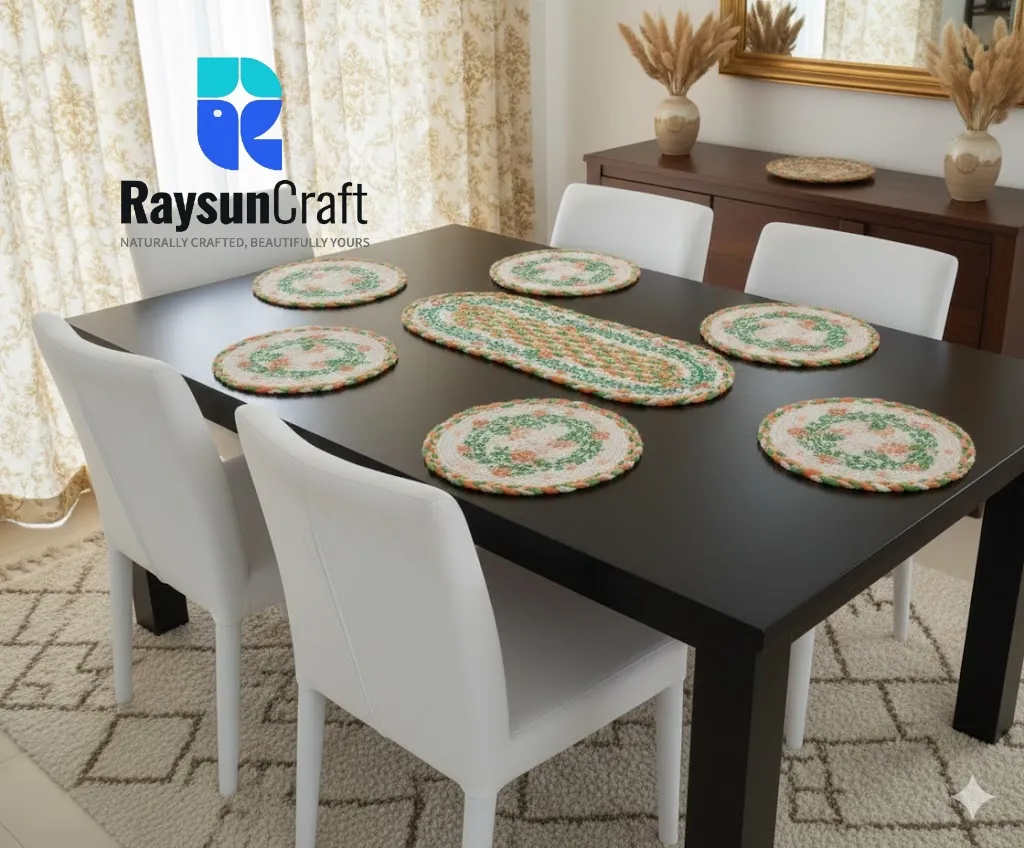 Handpainted Jute Dining Mat Set | RaysunCraft - Code: DS-008
