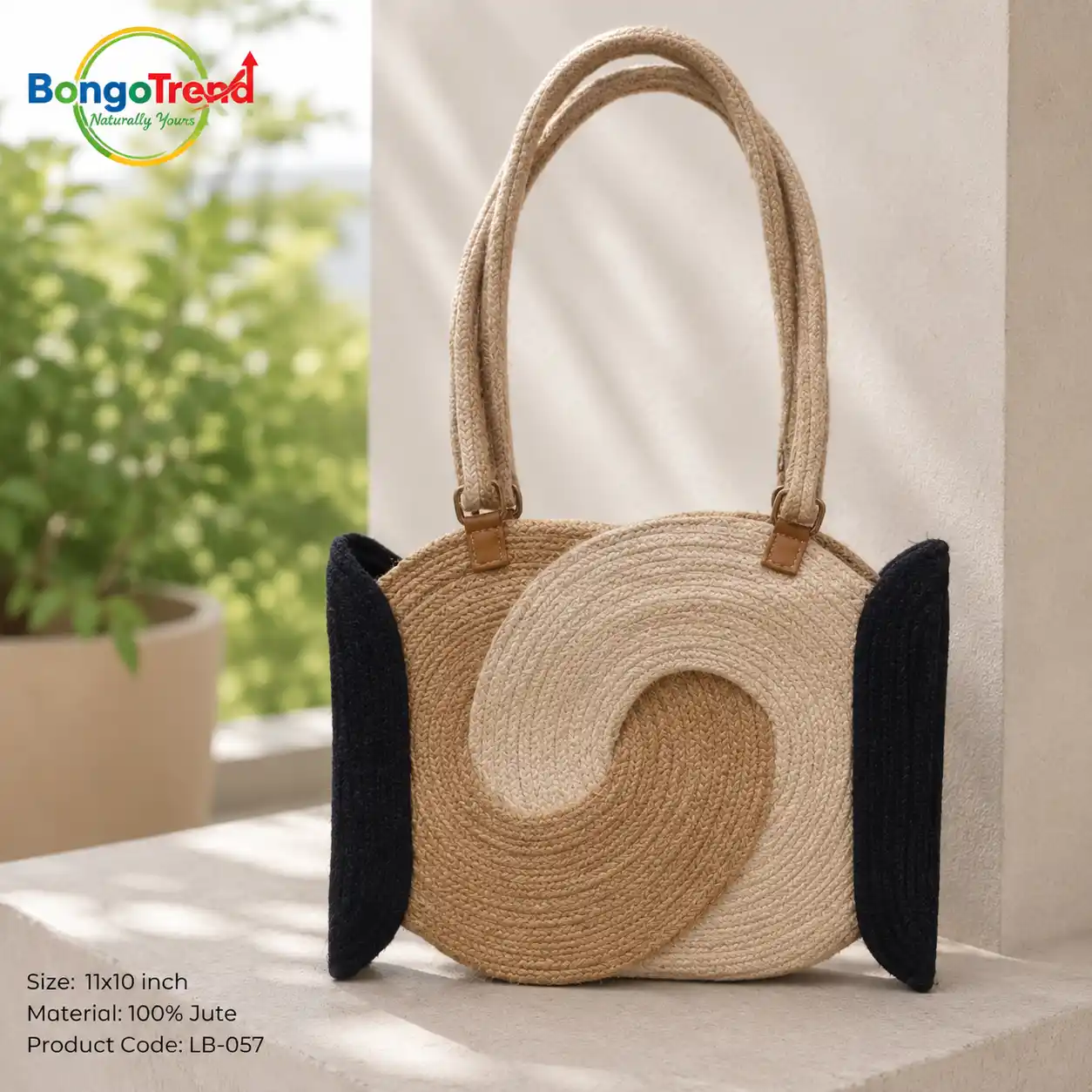 BongoTrend Swirl Pattern Women's Jute Shoulder Bag