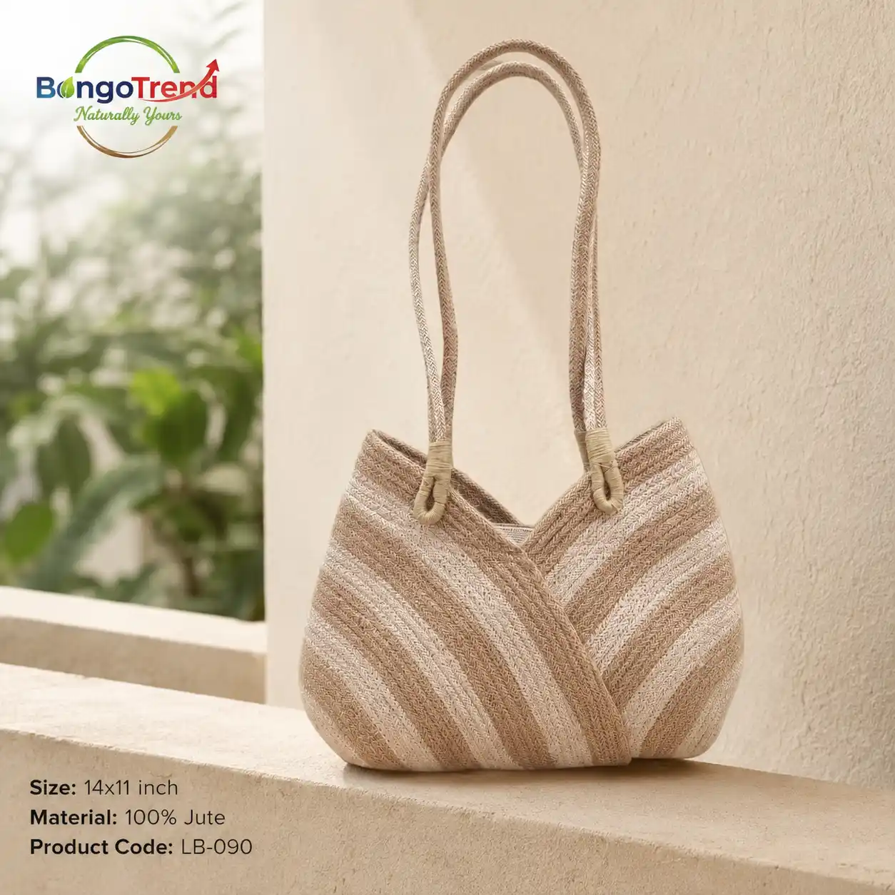 BongoTrend Striped Chevron Jute Bag For Women