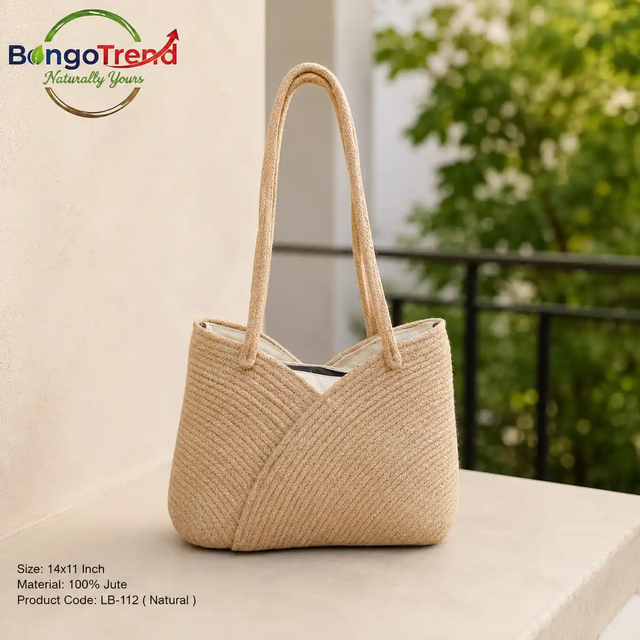BongoTrend Classic Chevron Jute Tote Bag For Women